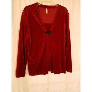 Women's Vintage White Stag Mock 2 Pc Red Velour Like Top Size XL